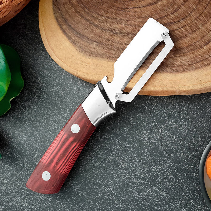 ⏰🔥 ¡50% DE DESCUENTO POR TIEMPO LIMITADO! 🔪 Pelador Multifunción de Acero Inoxidable – Hoja Afilada y Abrebotellas Incluido ✨🥒