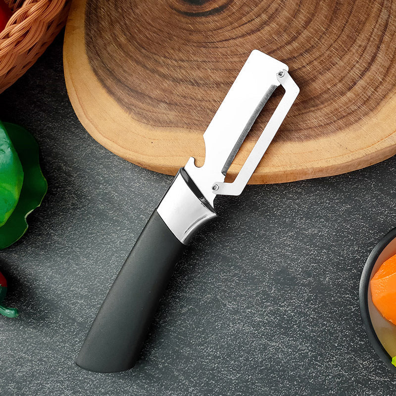 ⏰🔥 ¡50% DE DESCUENTO POR TIEMPO LIMITADO! 🔪 Pelador Multifunción de Acero Inoxidable – Hoja Afilada y Abrebotellas Incluido ✨🥒