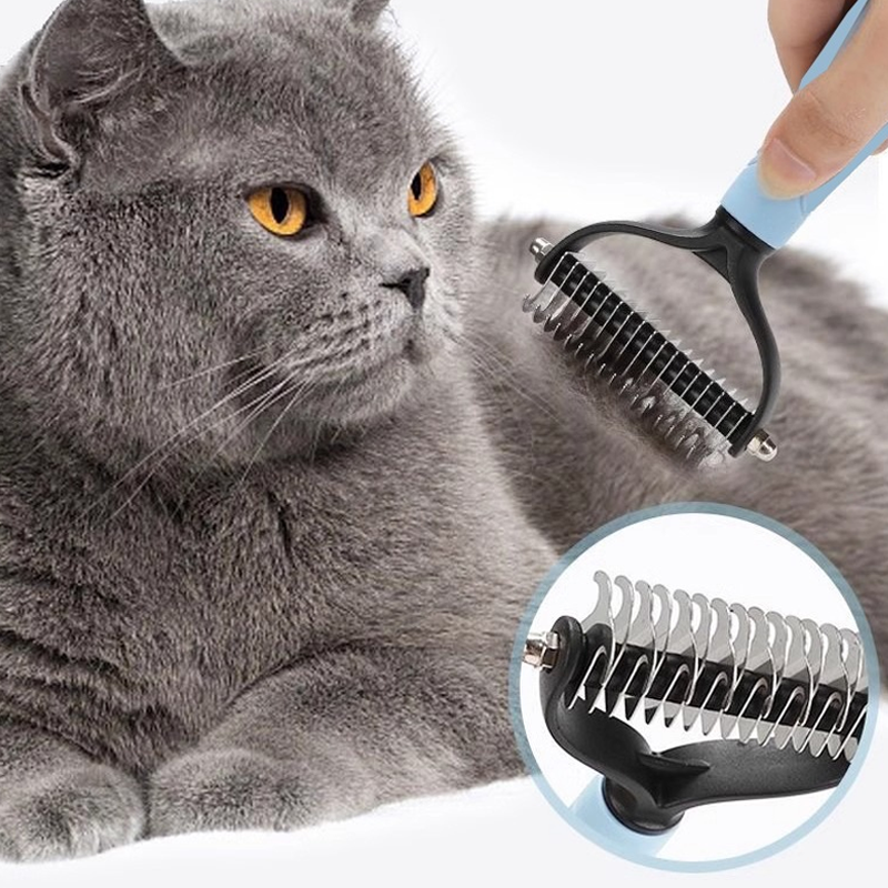 🐱Oferta por tiempo limitado🐶 Cepillo de Cuidado de Doble Cara para Perros y Gatos – Quita Enredos, Masajea y Reduce la Caída de Pelo ✨