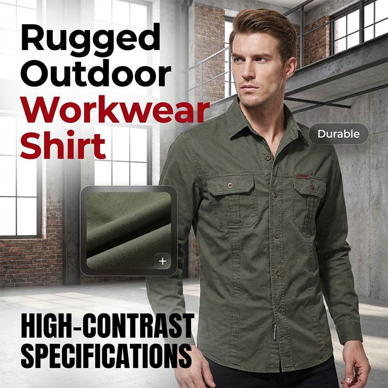 ⏰🔥 ¡50% DE DESCUENTO POR TIEMPO LIMITADO! 👔 Camisa de Trabajo de Algodón – Cómoda, Duradera y Perfecta para Hombres ✨💪