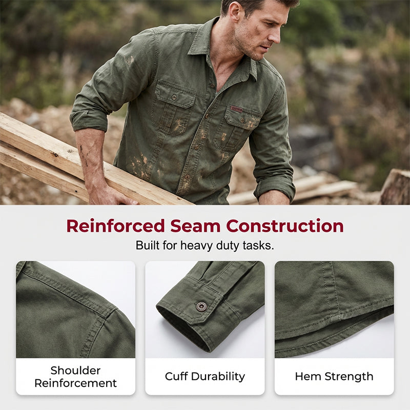 ⏰🔥 ¡50% DE DESCUENTO POR TIEMPO LIMITADO! 👔 Camisa de Trabajo de Algodón – Cómoda, Duradera y Perfecta para Hombres ✨💪