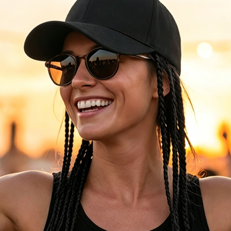 Gorra de béisbol con trenzas integradas