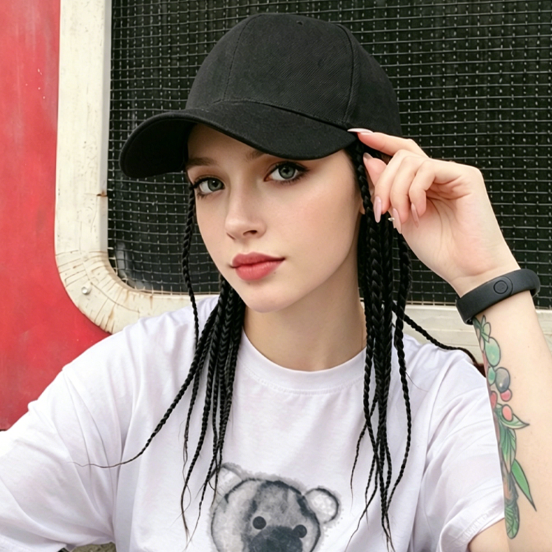 Gorra de béisbol con trenzas integradas