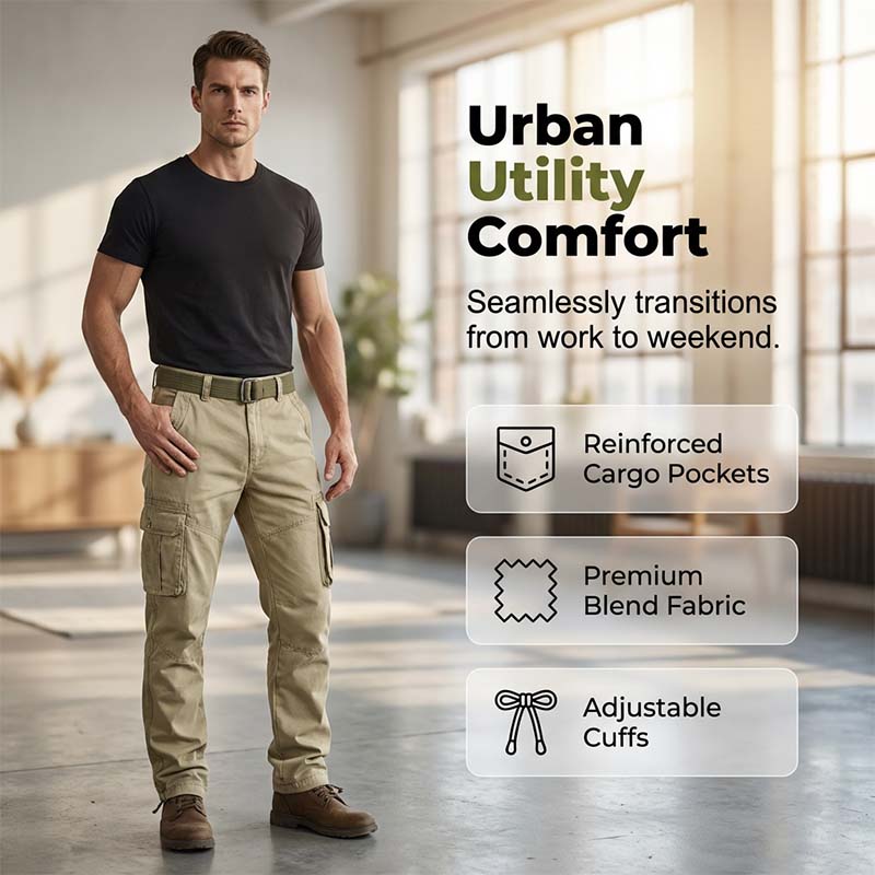 👖 ¡50% DE DESCUENTO AHORA! 🔧 Pantalones cargo tácticos clásicos para hombre: con múltiples bolsillos, resistentes y con puños ajustables. Perfectos para actividades al aire libre y uso diario ✨