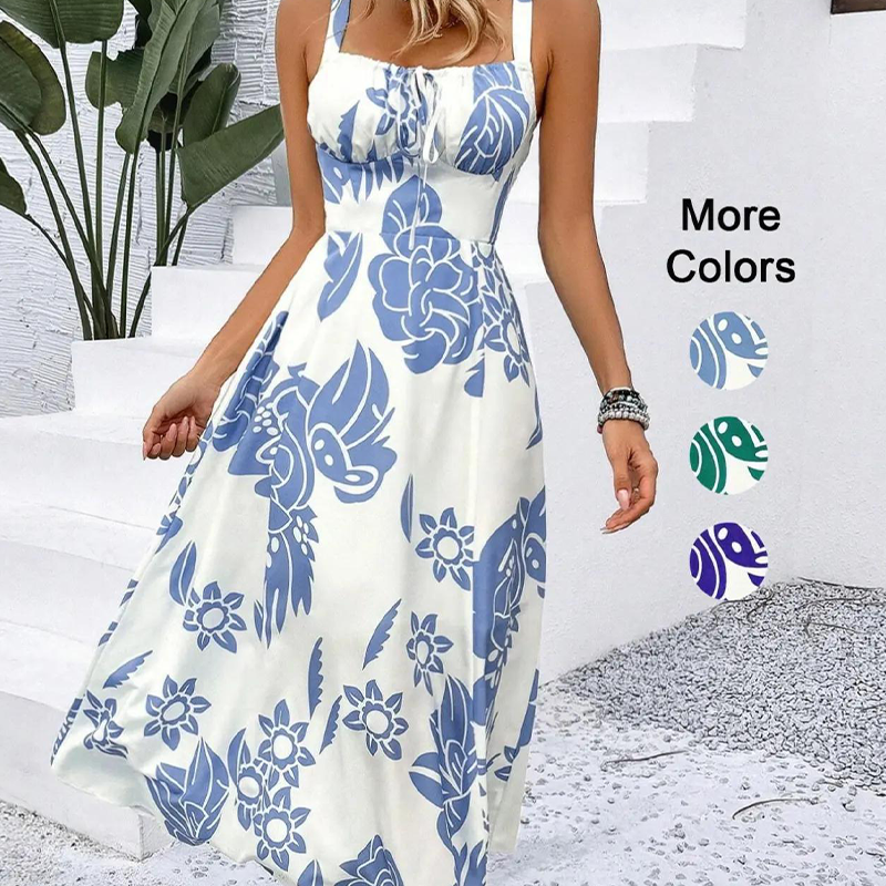 🌺 ¡TIEMPO LIMITADO 50% DE DESCUENTO! 👗 Vestido floral de tirantes finos para mujer – Espalda smocked, línea en A, ligero 🌼