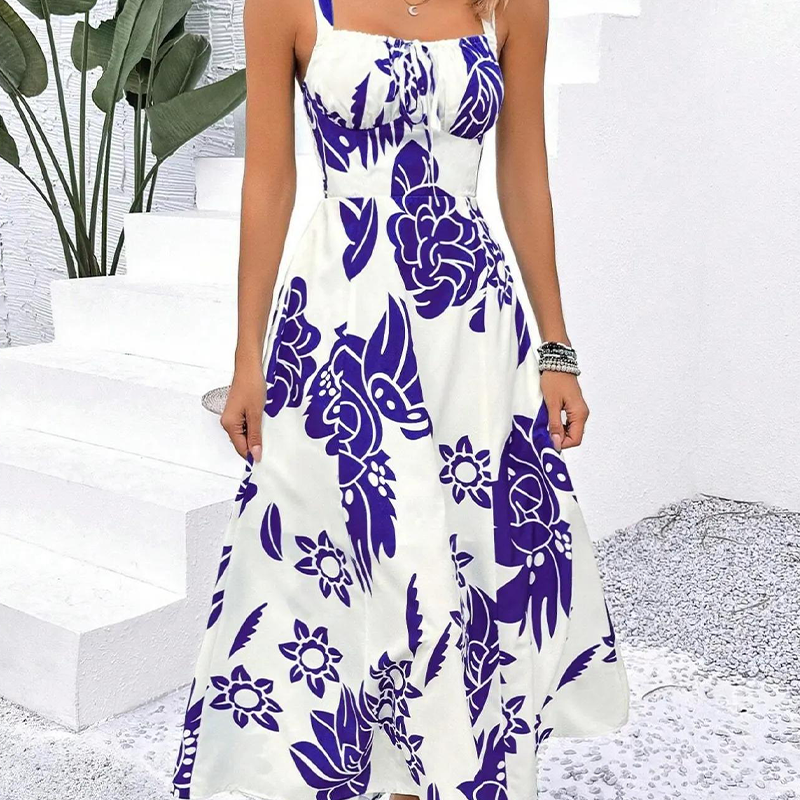 🌺 ¡TIEMPO LIMITADO 50% DE DESCUENTO! 👗 Vestido floral de tirantes finos para mujer – Espalda smocked, línea en A, ligero 🌼