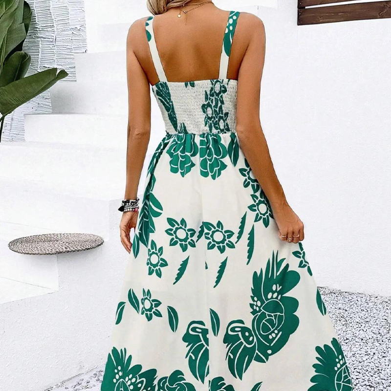 🌺 ¡TIEMPO LIMITADO 50% DE DESCUENTO! 👗 Vestido floral de tirantes finos para mujer – Espalda smocked, línea en A, ligero 🌼