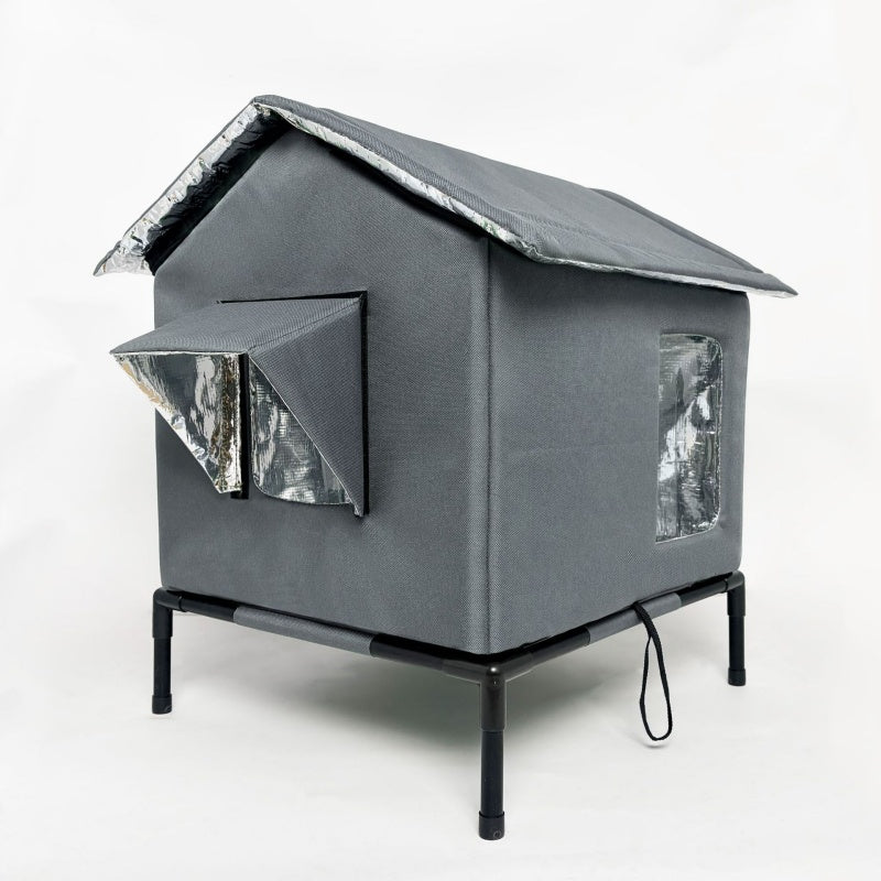 ⏳Oferta por tiempo limitado⏰Casita elevada para gatos de exterior, resistente a la intemperie: impermeable, aislada y plegable 🌧️