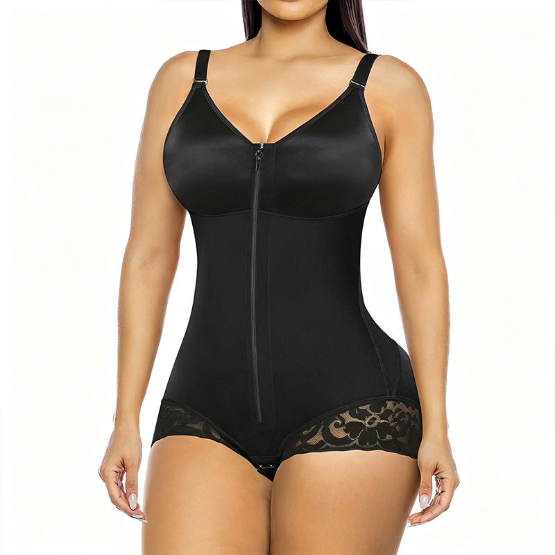 👗 ¡OFERTA POR TIEMPO LIMITADO 50% DE DESCUENTO! 🍃 Body de Control de Abdomen con Cremallera para Mujer – Compresión 360°, Doble Cierre, Tiras Ajustables y Antideslizante ✨