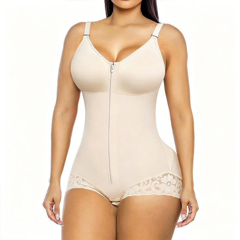 👗 ¡OFERTA POR TIEMPO LIMITADO 50% DE DESCUENTO! 🍃 Body de Control de Abdomen con Cremallera para Mujer – Compresión 360°, Doble Cierre, Tiras Ajustables y Antideslizante ✨