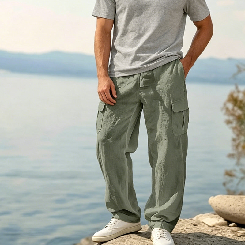 👖 ¡OFERTA RELÁMPAGO 50% DE DESCUENTO! 🍂 Pantalones Cargo de Algodón y Lino para Hombre – Transpirables, 6 Colores, 6 Tallas ✨