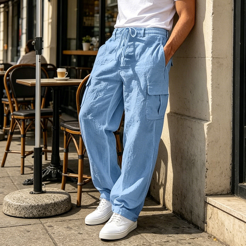 👖 ¡OFERTA RELÁMPAGO 50% DE DESCUENTO! 🍂 Pantalones Cargo de Algodón y Lino para Hombre – Transpirables, 6 Colores, 6 Tallas ✨
