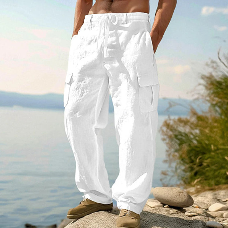 👖 ¡OFERTA RELÁMPAGO 50% DE DESCUENTO! 🍂 Pantalones Cargo de Algodón y Lino para Hombre – Transpirables, 6 Colores, 6 Tallas ✨