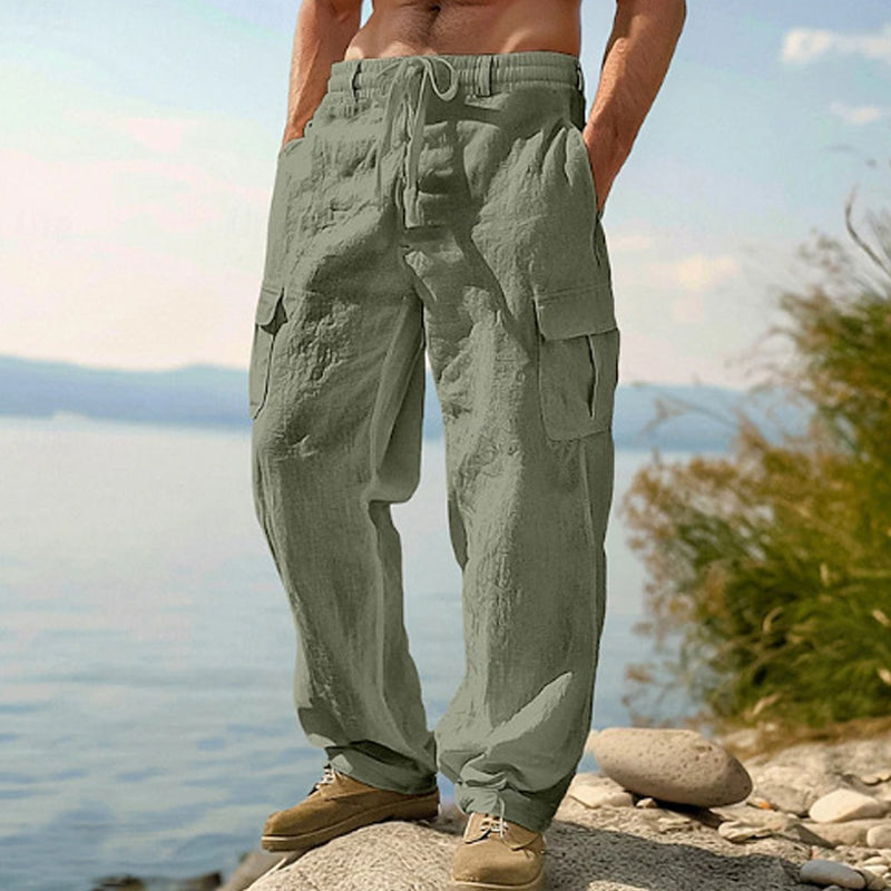 👖 ¡OFERTA RELÁMPAGO 50% DE DESCUENTO! 🍂 Pantalones Cargo de Algodón y Lino para Hombre – Transpirables, 6 Colores, 6 Tallas ✨