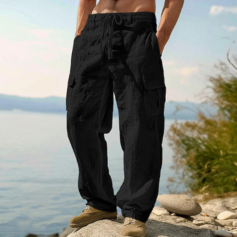 👖 ¡OFERTA RELÁMPAGO 50% DE DESCUENTO! 🍂 Pantalones Cargo de Algodón y Lino para Hombre – Transpirables, 6 Colores, 6 Tallas ✨