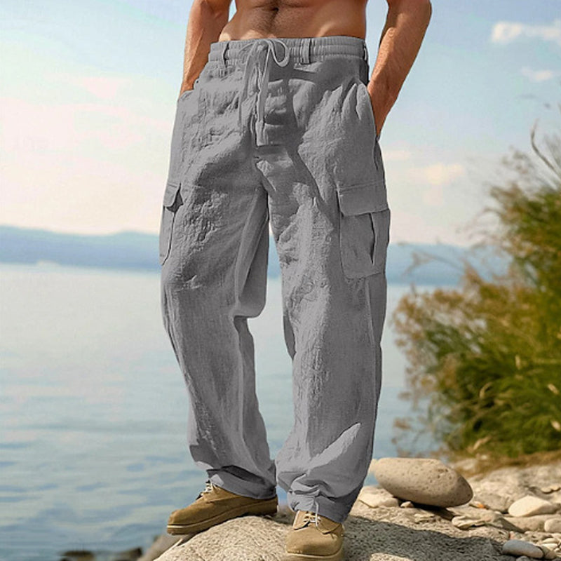 👖 ¡OFERTA RELÁMPAGO 50% DE DESCUENTO! 🍂 Pantalones Cargo de Algodón y Lino para Hombre – Transpirables, 6 Colores, 6 Tallas ✨