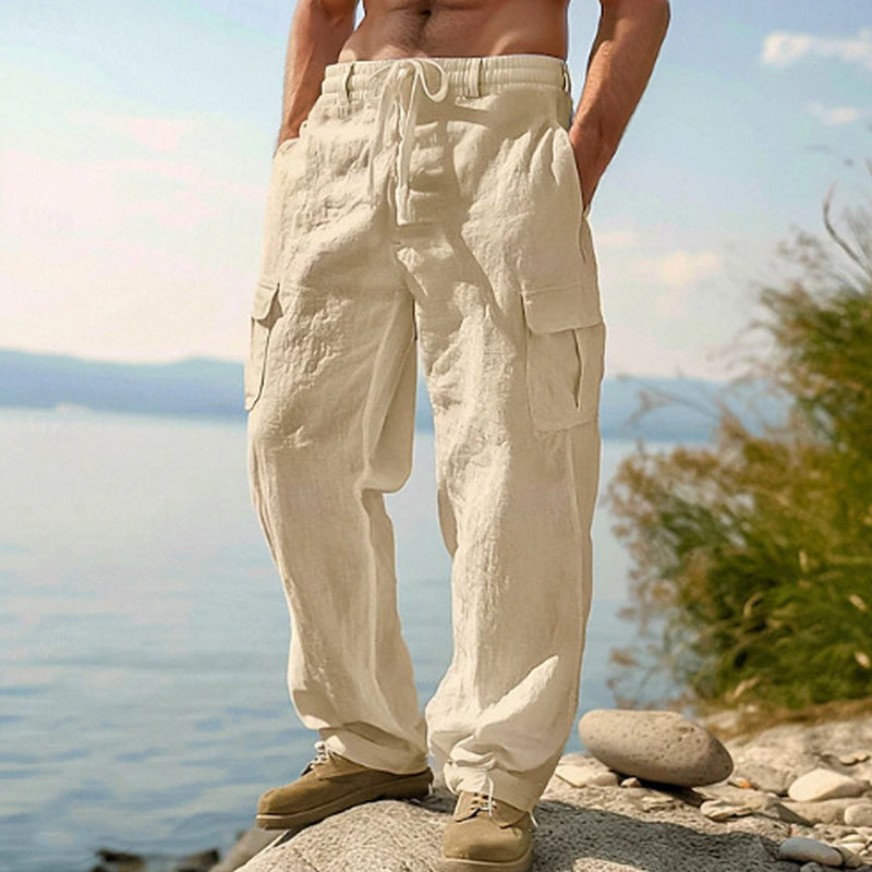 👖 ¡OFERTA RELÁMPAGO 50% DE DESCUENTO! 🍂 Pantalones Cargo de Algodón y Lino para Hombre – Transpirables, 6 Colores, 6 Tallas ✨