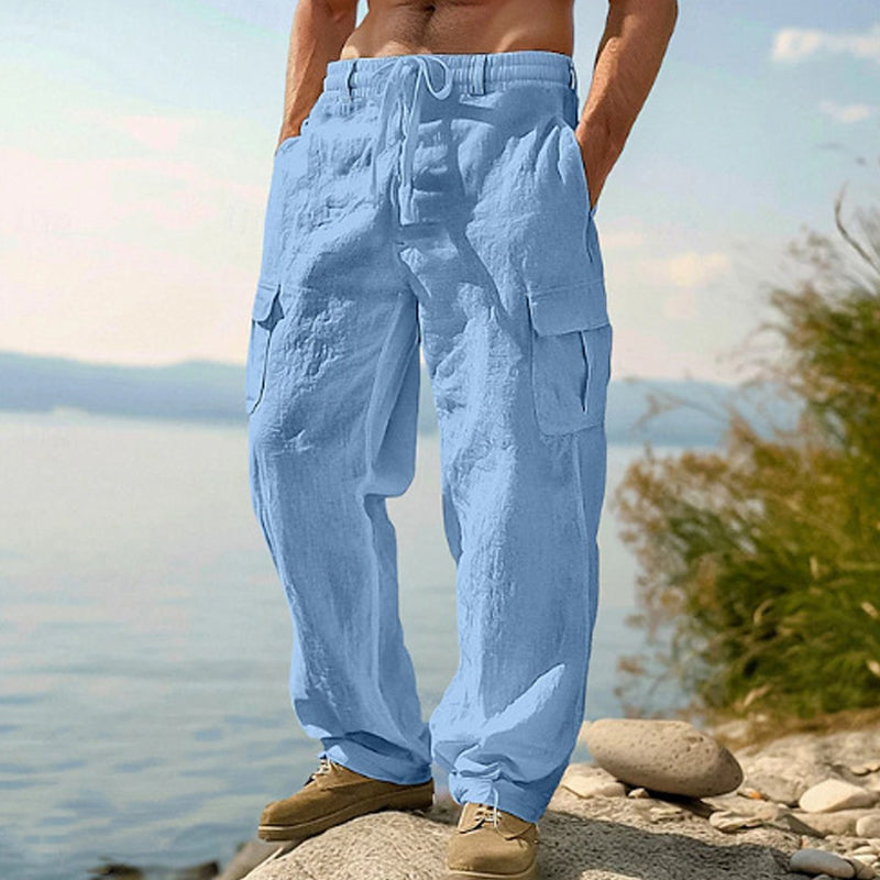 👖 ¡OFERTA RELÁMPAGO 50% DE DESCUENTO! 🍂 Pantalones Cargo de Algodón y Lino para Hombre – Transpirables, 6 Colores, 6 Tallas ✨