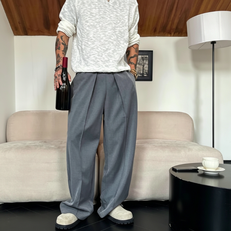 👖 ¡OFERTA POR TIEMPO LIMITADO 50% DE DESCUENTO! 🎩 Pantalones Hombre Pierna Ancha – Cintura Elástica, Tejido Fluido, 2 Colores 👔