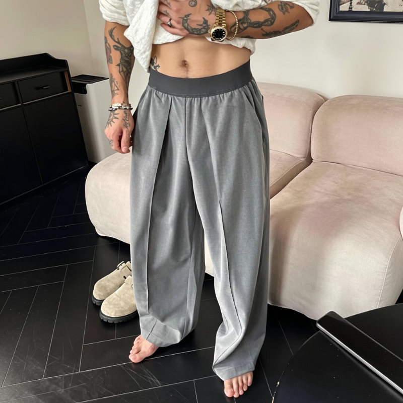 👖 ¡OFERTA POR TIEMPO LIMITADO 50% DE DESCUENTO! 🎩 Pantalones Hombre Pierna Ancha – Cintura Elástica, Tejido Fluido, 2 Colores 👔