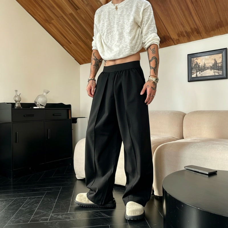 👖 ¡OFERTA POR TIEMPO LIMITADO 50% DE DESCUENTO! 🎩 Pantalones Hombre Pierna Ancha – Cintura Elástica, Tejido Fluido, 2 Colores 👔