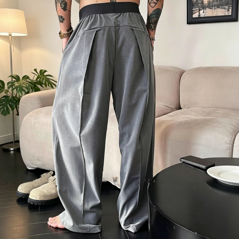 👖 ¡OFERTA POR TIEMPO LIMITADO 50% DE DESCUENTO! 🎩 Pantalones Hombre Pierna Ancha – Cintura Elástica, Tejido Fluido, 2 Colores 👔
