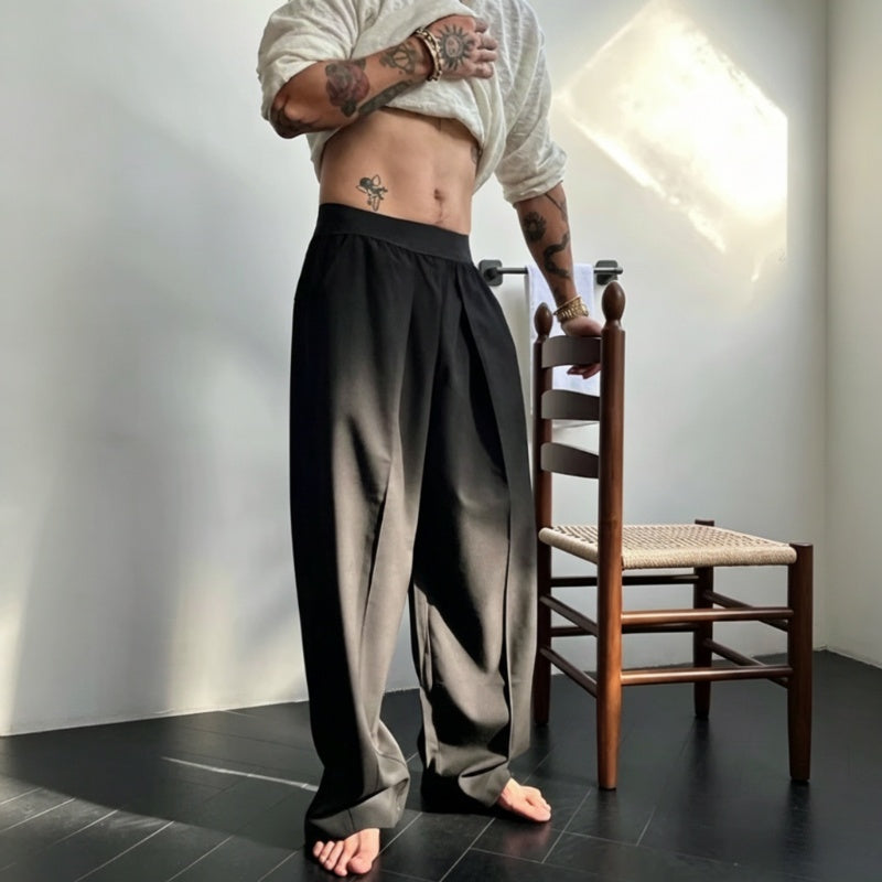 👖 ¡OFERTA POR TIEMPO LIMITADO 50% DE DESCUENTO! 🎩 Pantalones Hombre Pierna Ancha – Cintura Elástica, Tejido Fluido, 2 Colores 👔