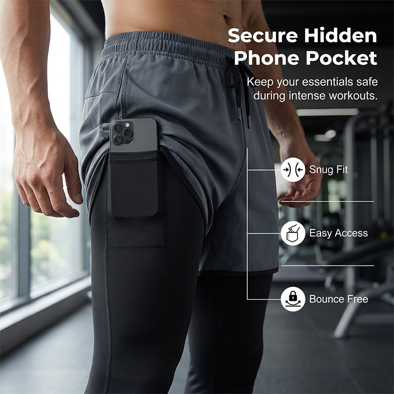 📢📢¡50% DE DESCUENTO! ⏰Mallas de correr 2 en 1 para hombres con pantalones cortos