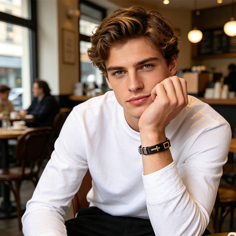 🔥Novedad 2026 y 50% de descuento🔥 Pulsera de cruz de acero inoxidable para hombre: duradera, resistente al deslustre y perfecta para el uso diario o para un estilo espiritual ✝️