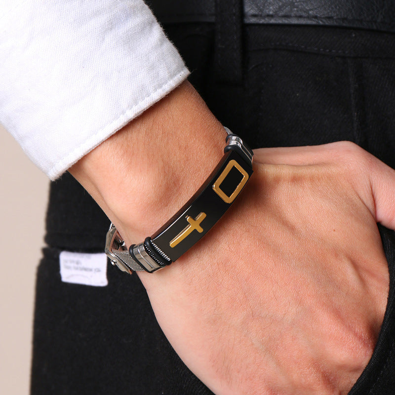 🔥Novedad 2026 y 50% de descuento🔥 Pulsera de cruz de acero inoxidable para hombre: duradera, resistente al deslustre y perfecta para el uso diario o para un estilo espiritual ✝️