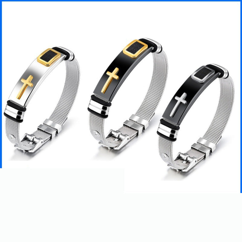 🔥Novedad 2026 y 50% de descuento🔥 Pulsera de cruz de acero inoxidable para hombre: duradera, resistente al deslustre y perfecta para el uso diario o para un estilo espiritual ✝️