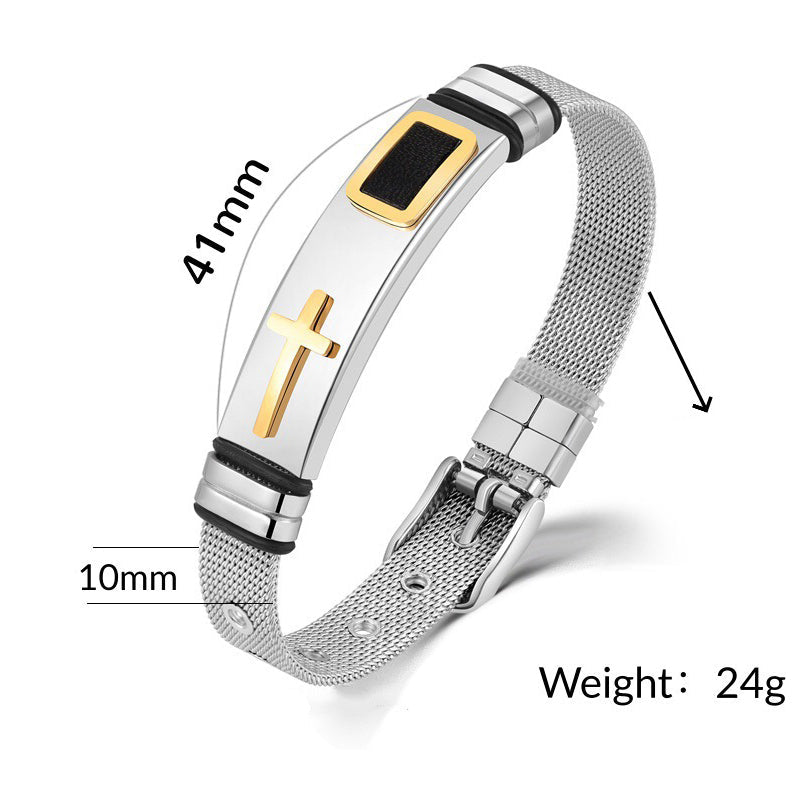 🔥Novedad 2026 y 50% de descuento🔥 Pulsera de cruz de acero inoxidable para hombre: duradera, resistente al deslustre y perfecta para el uso diario o para un estilo espiritual ✝️