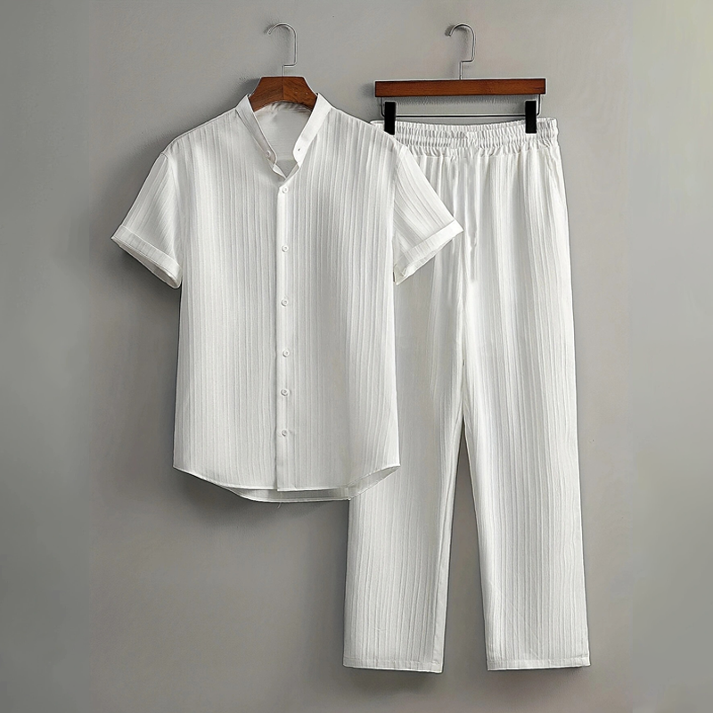 Set de camisa y pantalones texturizados de dos piezas para hombre