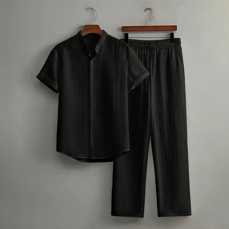 Set de camisa y pantalones texturizados de dos piezas para hombre