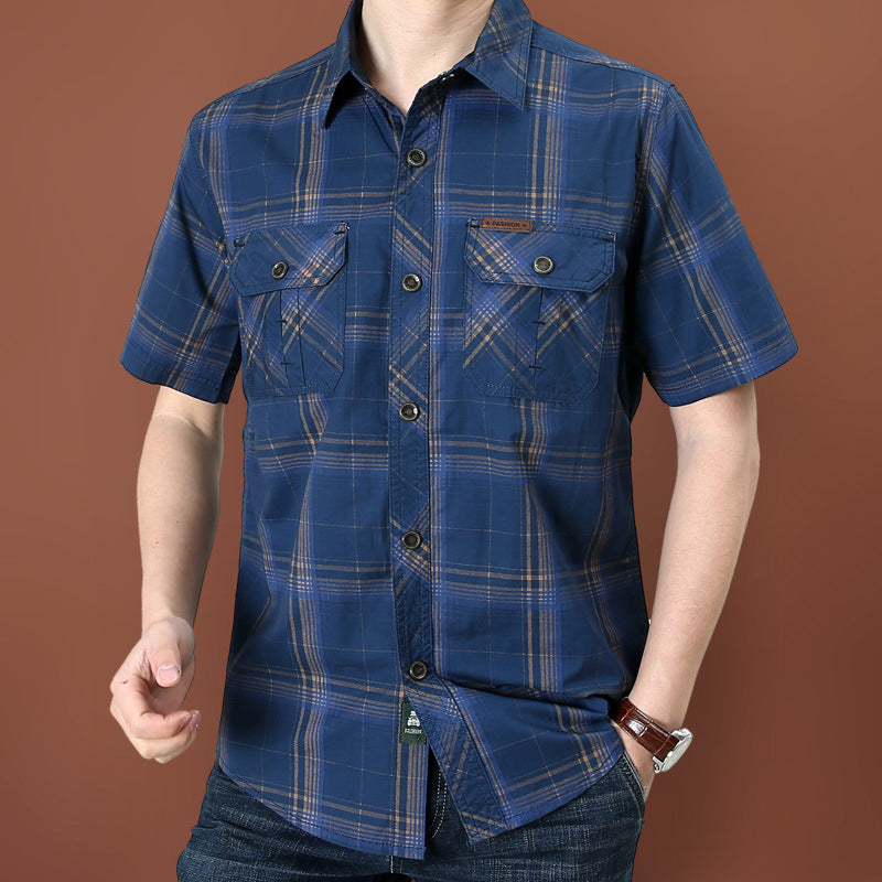 👔 ¡OFERTA LIMITADA 50% DE DESCUENTO! 🍂 Camisa de Manga Corta a Cuadros Casual para Hombre – Patrón Clásico, Corte Relajado, Comodidad Transpirable ✨