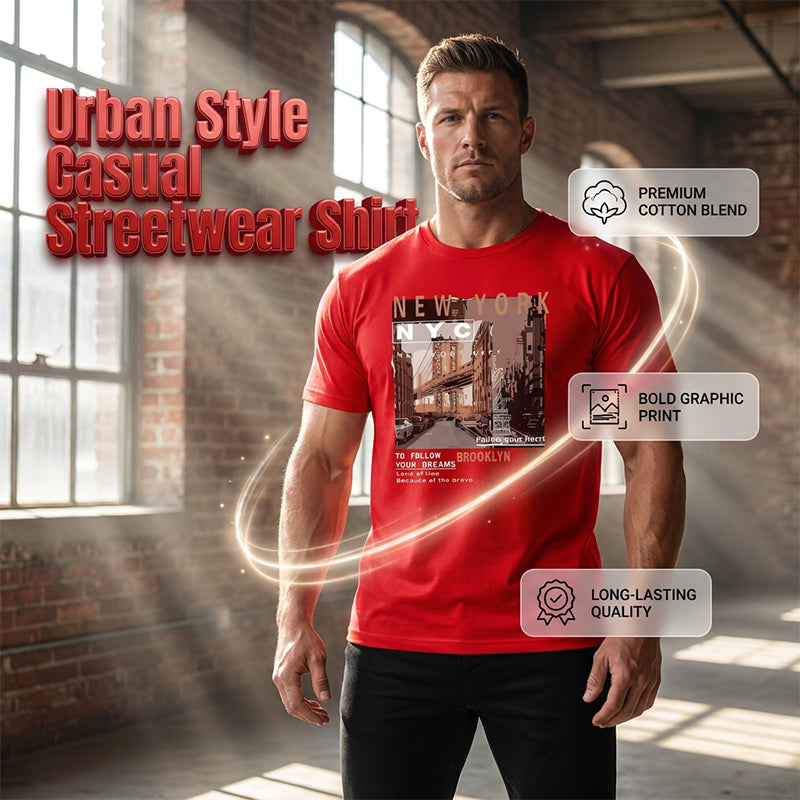🏙️ ¡50% DE DESCUENTO POR TIEMPO LIMITADO! ✨ Camiseta Gráfica Urbana – Nueva York, Suave, Corte Relajado ✨