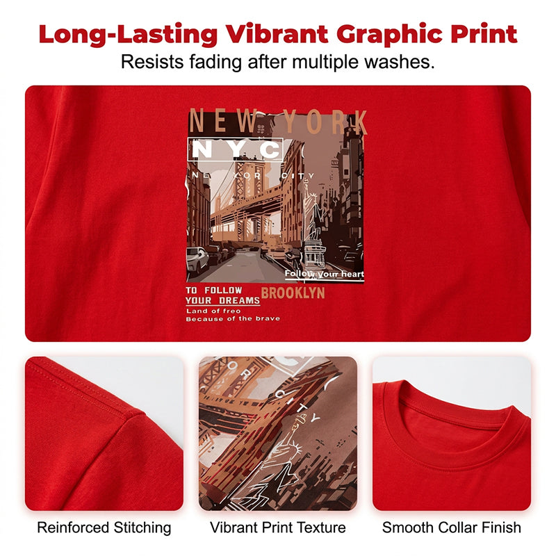 🏙️ ¡50% DE DESCUENTO POR TIEMPO LIMITADO! ✨ Camiseta Gráfica Urbana – Nueva York, Suave, Corte Relajado ✨