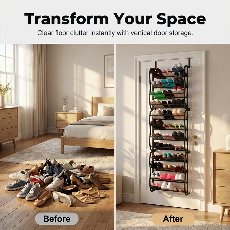 ⏰🔥 ¡50% OFF por tiempo limitado! 👟 Organizador de Zapatos de Puerta – Gran Capacidad y Ahorro de Espacio