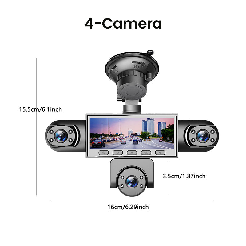 📹🚗Cámara de Tablero Multi-Lente HD 1080P con Visión Nocturna