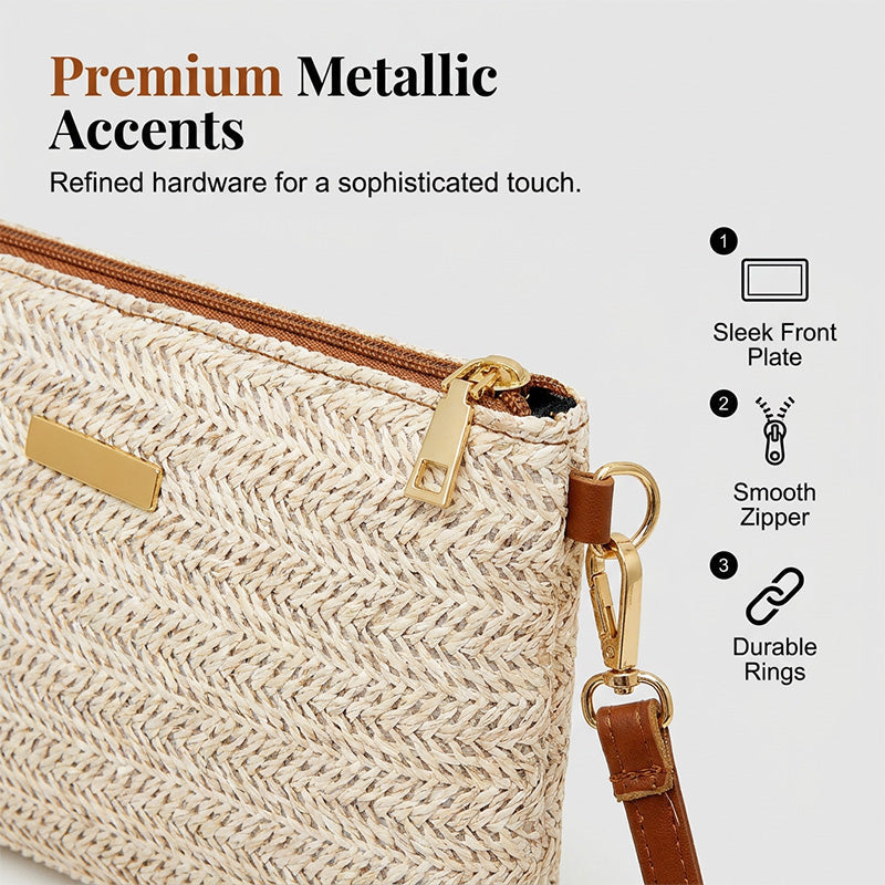 ⏰ 50% DESCUENTO | Bolso de hombro y clutch de paja tejida. 2 estilos en 1. ¡Ideal para el verano! 👜✨