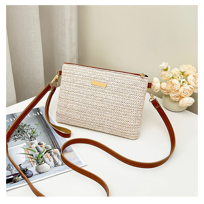 ⏰ 50% DESCUENTO | Bolso de hombro y clutch de paja tejida. 2 estilos en 1. ¡Ideal para el verano! 👜✨