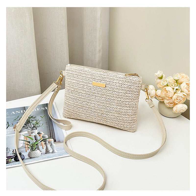 ⏰ 50% DESCUENTO | Bolso de hombro y clutch de paja tejida. 2 estilos en 1. ¡Ideal para el verano! 👜✨