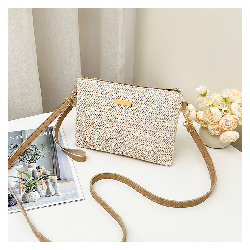 ⏰ 50% DESCUENTO | Bolso de hombro y clutch de paja tejida. 2 estilos en 1. ¡Ideal para el verano! 👜✨