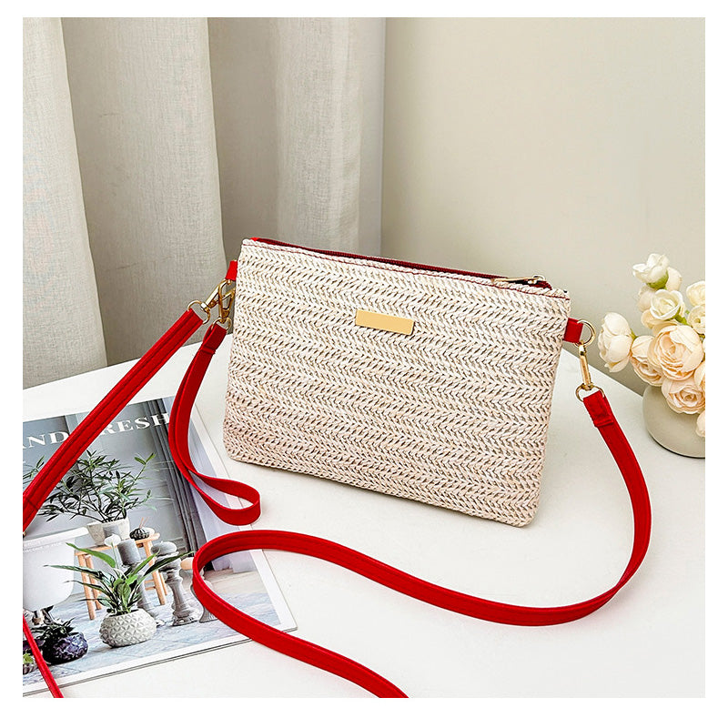 ⏰ 50% DESCUENTO | Bolso de hombro y clutch de paja tejida. 2 estilos en 1. ¡Ideal para el verano! 👜✨