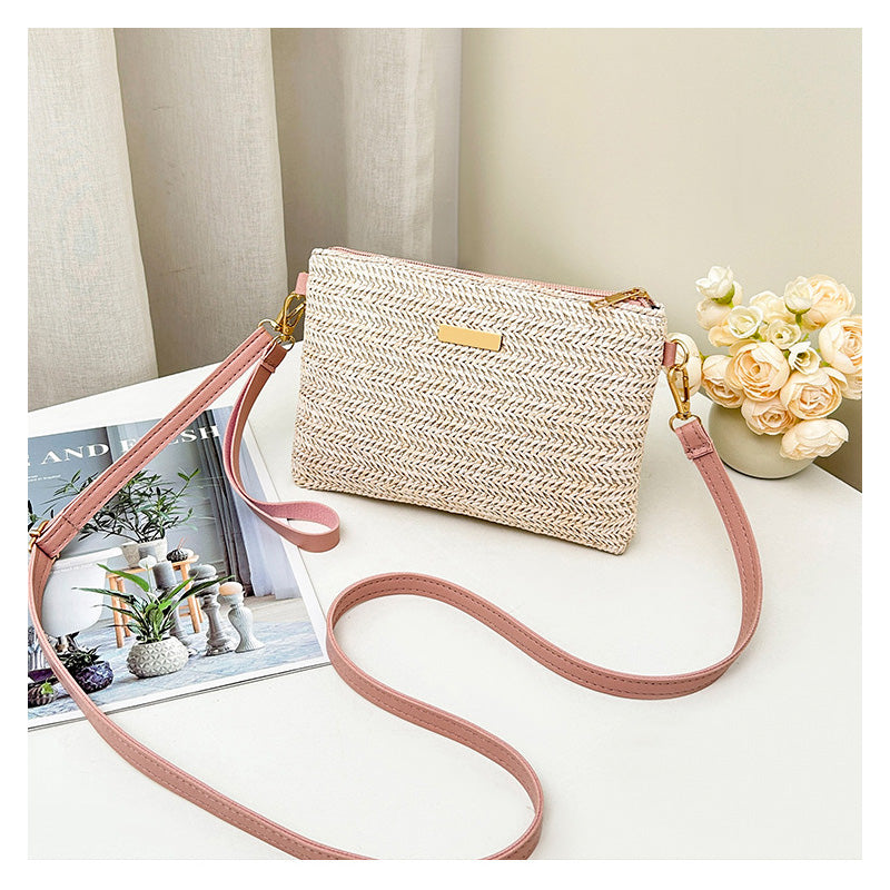 ⏰ 50% DESCUENTO | Bolso de hombro y clutch de paja tejida. 2 estilos en 1. ¡Ideal para el verano! 👜✨