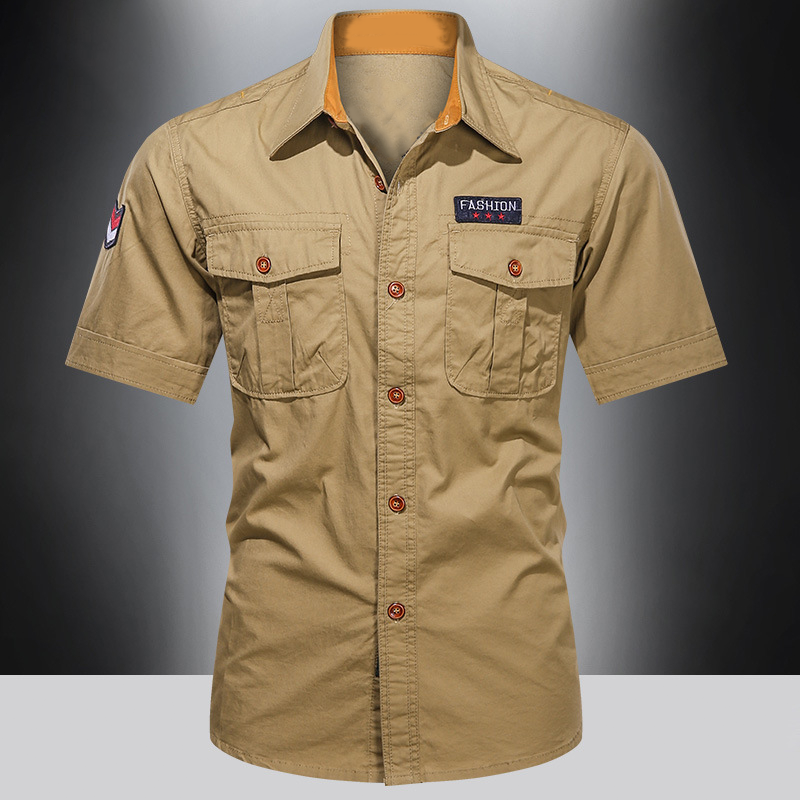 👔 ¡OFERTA POR TIEMPO LIMITADO 50% OFF! 💥 Camisa Casual de Manga Corta Corte Clásico para Hombre – Tela Duradera, Bolsillos Cargo, Estilo Atemporal ✨