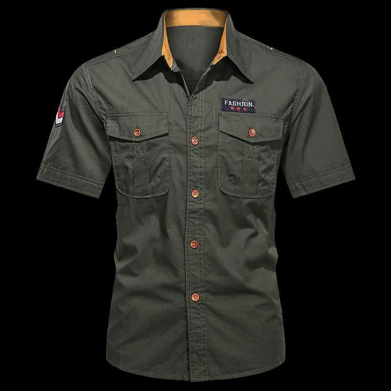 👔 ¡OFERTA POR TIEMPO LIMITADO 50% OFF! 💥 Camisa Casual de Manga Corta Corte Clásico para Hombre – Tela Duradera, Bolsillos Cargo, Estilo Atemporal ✨