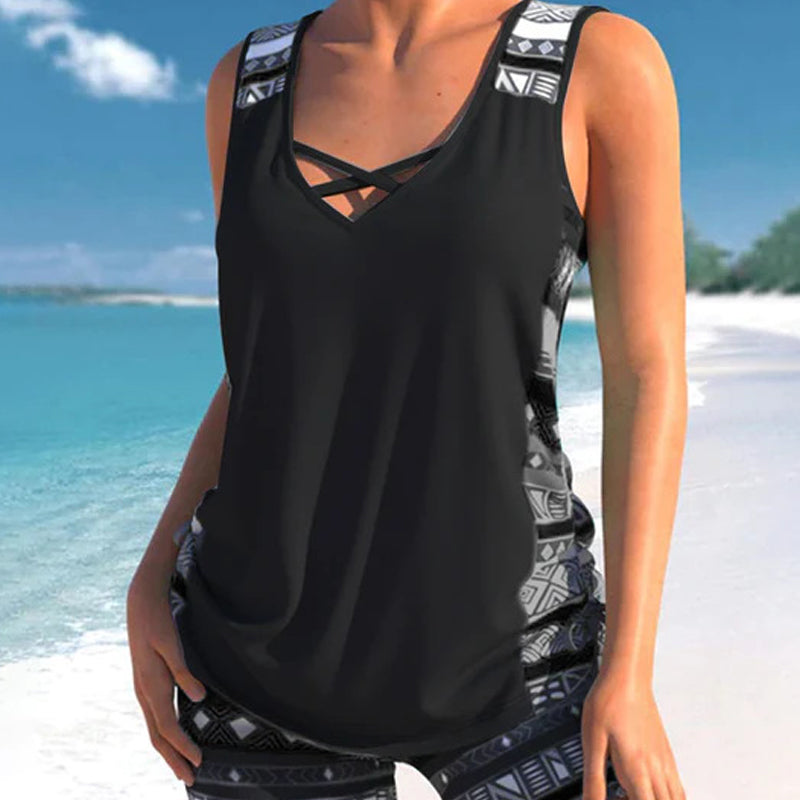 Traje de baño Tankini impreso de dos piezas para mujer