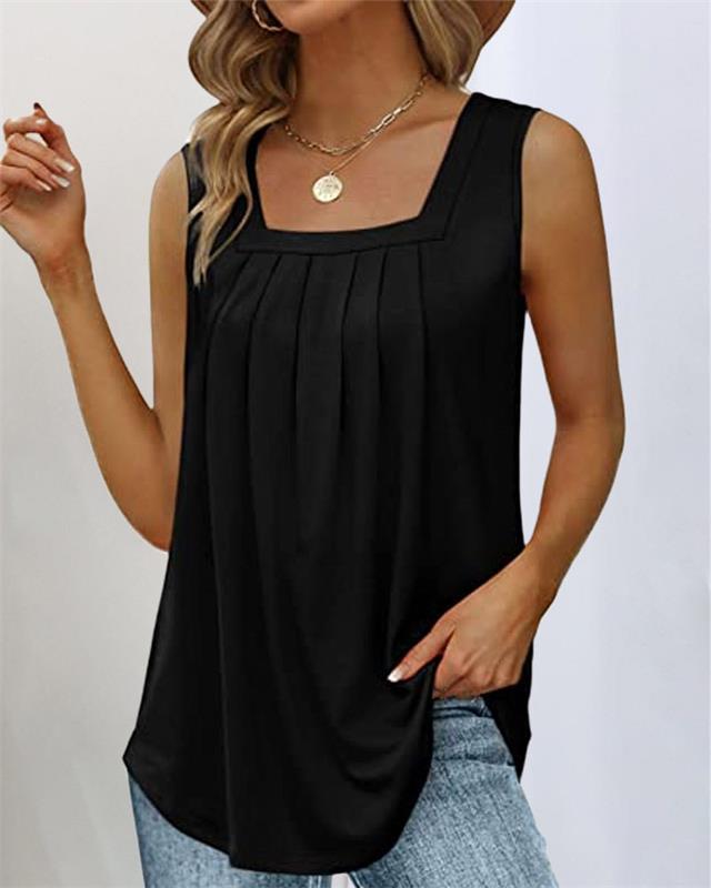 Camiseta sin mangas con cuello cuadrado