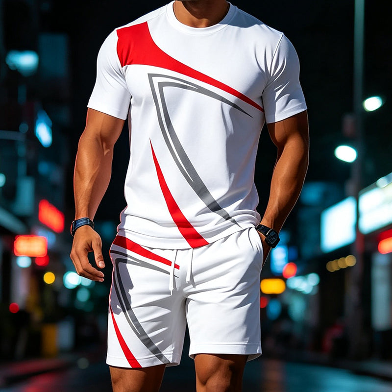 👕Conjunto de 2 Piezas para Hombre - Camiseta y Shorts Casuales de Verano
